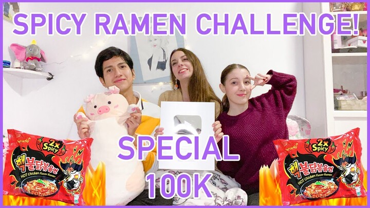 SPECIAL 100K SUBS Q&A + NUCLEAR FIRE NOODLE CHALLENGE X2 | 불닭 볶음면 도전 [ENG/ESP SUB] | [Misang]