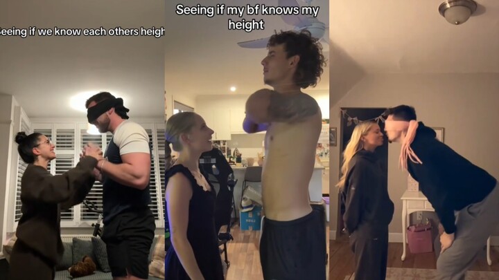 A super-sweet TikTok trend for couples: “Have your guy close his eyes, guess my height, and kiss me.