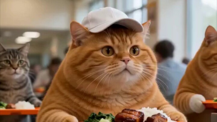 KUCING SEDANG MAKAN DI KAFE