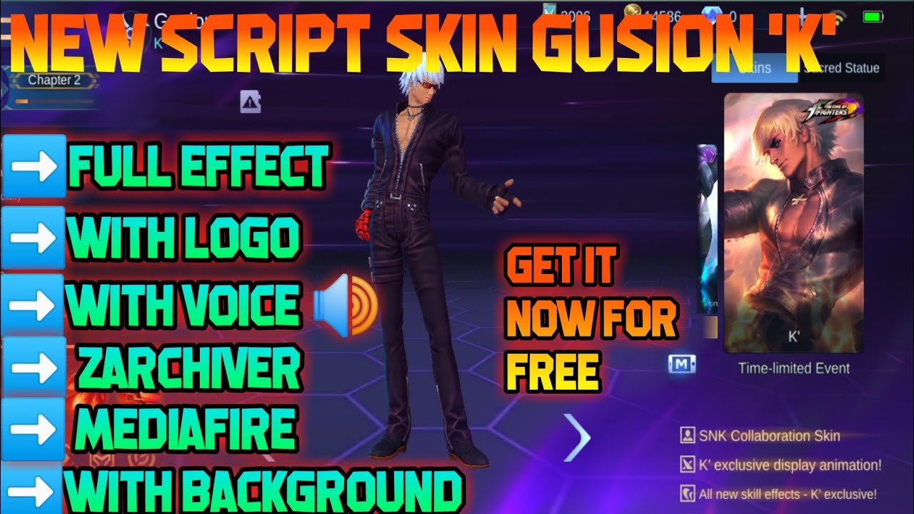 NEW!! SCRIPT SKIN GUSION 'K' +FULL EFFECT +WITH VOICE - BiliBili