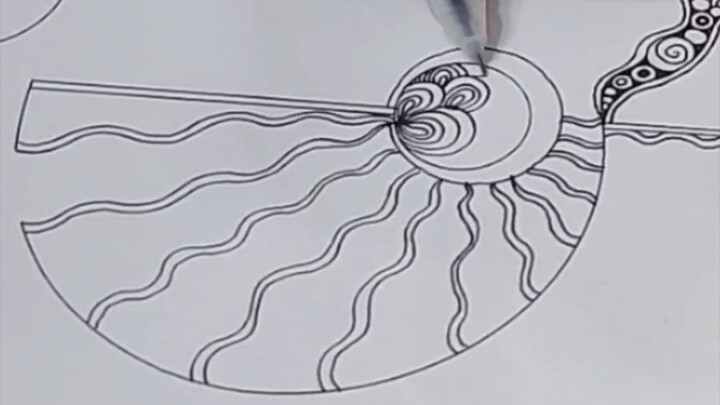 Zentangle - Half circle pattern 半圆形禅绕图 #zentangle #learntodraw #creativehealing #禅绕画 #疗愈绘画 #初学禅绕图