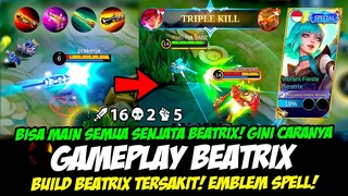 GAMEPLAY BEATRIX SKIN SPECIAL❗EMBLEM BEATRIX❗ BUILD BEATRIX TERSAKIT 2023❗TUTORIAL BEATRIX GOLD LANE