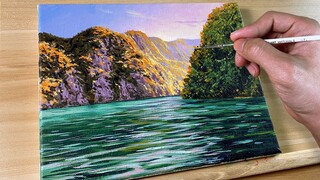 Acrylic Painting Time-lapse - Palawan Lake Philippines - Correa Art