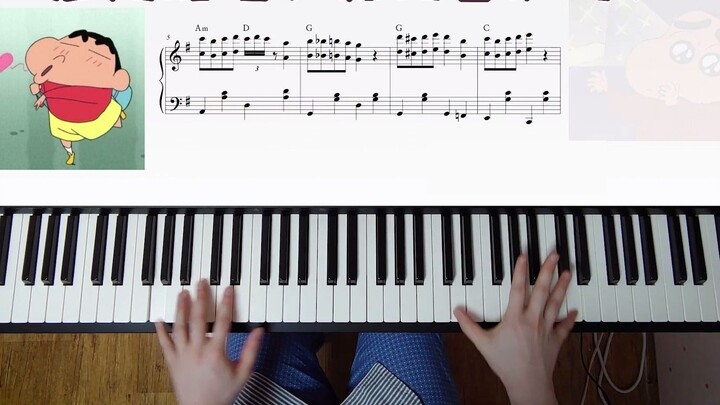 Is this Crayon Shin-chan's music? [piano playing]
