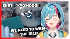 Kyo Washing the Rice With Dish Soap Makes Chat Confused [Nijisanji EN Vtuber Clip]