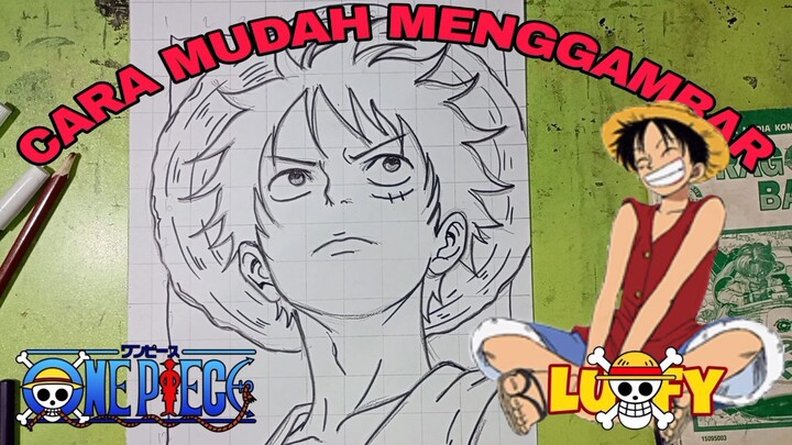 CARA mudah menggambar anime one piece Luffy