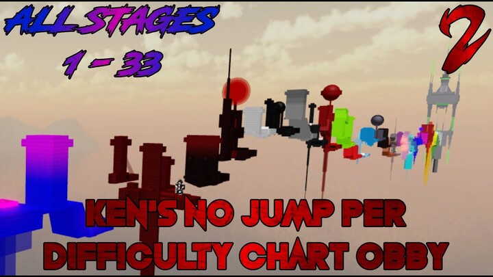 Ken's No Jumps Per Difficulty Chart Obby 2 [All Stages 1-33] (ROBLOX Obby)