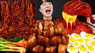 ASMR MUKBANG 직접 만든 양념 치킨먹방! 스테이크 짜파게티 레시피 & 먹방 FRIED CHICKEN AND BLACK BEAN NOODLES EATING SOUND!