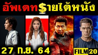 อัพเดทรายได้หนัง Shang Chi - Black Widow - Jungle Cruise - Dear Evan Hansen - F9 อื่นๆ ณ 27 ก.ย. 64