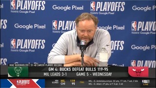 Mike Budenholzer on Giannis' performance with the Bulls: "He's the best player in the NBA right now"