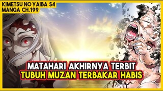 KNY S4 (199) MATAHARI TERBIT!!! Tubuh Muzan Akhirnya Terbakar Habis!!