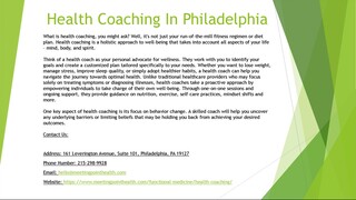 Health Coaching In Philadelphia