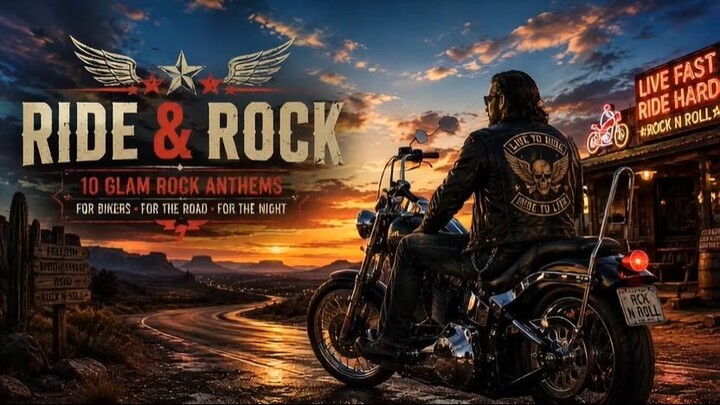Ride & Rock - 10 Glam Rock Anthems for Bikers | Motorcycle Road Playlist