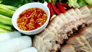 Cách làm THỊT LUỘC HẤP KHÔNG DÙNG NƯỚC Thịt Ngọt thơm cuốn rau sống bánh hỏi cực ngon |Nhamtran FV