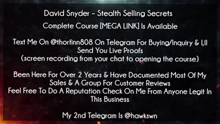 [40$]David Snyder – Stealth Selling Secrets course download