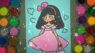 Nàng Công Chúa Cầm Túi Xách ✍ Vẽ Và Tô Màu Tranh Cát Hoạt Hình 🎨Học Màu Sắc | Heo Xinh