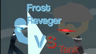 Hand-to-hand combat between Frost Ravager and Tank - Tower Defense Simulator