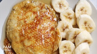 แพนเค้กกล้วยหอมไร้แป้ง ขนมคลีนง่าย Easy No Flour Banana Pancake | Pam Studio