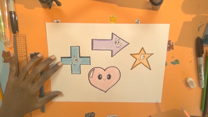 Shapes Plus arrow love and star drawing and coloring learning video for kids!eas