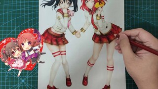 [Gambar yang dilukis dengan tangan] μ's Bab 6 & 7 Yazawa Nico, Nishikino Maki, Nikki direkomendasika