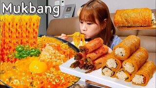 👩‍🍳요리먹방-해장진짬뽕+유부김밥🍙 이럴려고 전날 과음했지 😵 라면 SPICY NOODLE RICE ROLL MUKBANG ASMR EATINGSHOW REALSOUND 요리 먹방