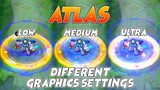 Atlas Space Mech Starlight Skin in Different Graphics Settings MLBB Comparison