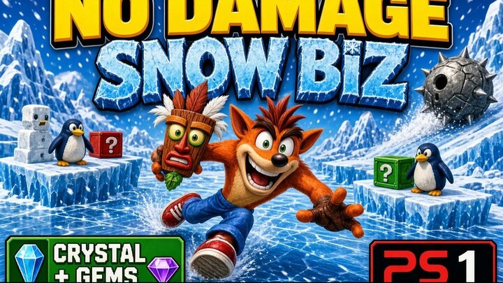 Crash Bandicot 2 - #9 Snow Biz (No Damage)  (Crystal) (Gems)  [PS1] [PlayStation