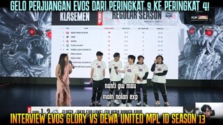 REAKSI PLAYER EVOS DARI #9 KE PERINGKAT #4 ! INTERVIEW EVOS GLORY VS DEWA MPL ID SEASON 13