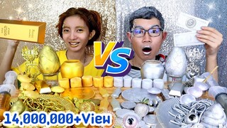 ชาเลนจ์สีทอง VS สีเงิน #Mukbang Gold Food VS Silver Food Challenge 금색 은색 음식 챌린지:ขันติ