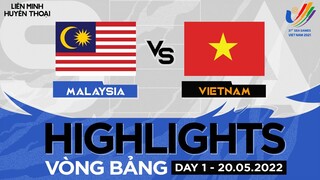 Highlights MALAYSIA vs VIETNAM [SEA Games 31 LMHT - Ngày 1][20.05.2022]