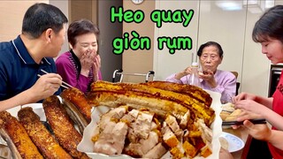 Vlog 444| Quyên làm HEO QUAY DA GIÒN cả nhà ăn với bánh mì, xoá tan chút hờn giận giữa cha và nội