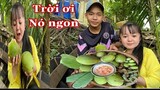 Hai chị em Nàng Út Ống Tre thử thách ăn xương rồng và trái dừa non chấm muối ớt siêu cay