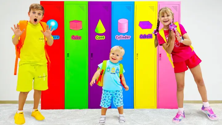 Diana Roma and Oliver teach 3D Shapes with magic lockers