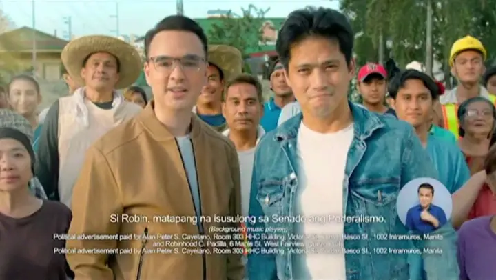 CAYETANO, ALAN PETER (IND) and PADILLA, ROBIN (PDPLBN) Paid TV Ad April 28 to May 7, 2022 30s
