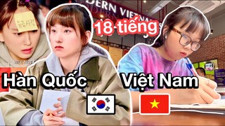 Thử học 18 TIẾNG 1 NGÀY theo thói quen của học sinh HÀN QUỐC + nói tiếng Hàn 🇰🇷😱  Khắc nghiệt !!?