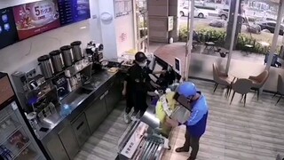 The delivery man went to the store to pick up the food and found that the address was actually his h