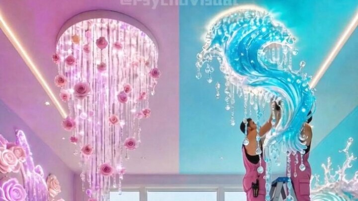 THIS DOUBLE FLOOR IS SO IMPRESSIVE😱💜🩵Purple Rose & Blue Wave Epoxy Luxury Floor🩵💜#epoxy #epoxyf