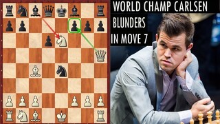 It's a trap! Shocking 7th move blunder by Magnus Carlsen.