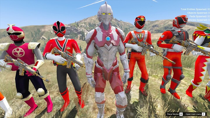 GTA 5 Mod - Biệt Đội Siêu Nhân Đỏ Đội Trưởng Đánh Cắp Bộ Đồ Ultraman Mecha Ironman