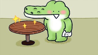 [Little Spear Zoo] Today the little crocodile is helping to clean the table, wipe it! have to! real!