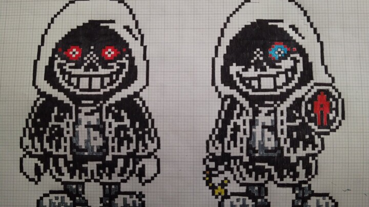 Drawn by a classmate: Perfect Genocide Dust Phase 1-2 Pixel Art. Classmate: Kutou let it go.