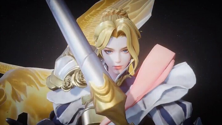 Charlotte's new skin [Eternal Day] is revealed, with a special effect golden Pegasus spreading its w