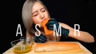 FAH ASMR | ASMR กินแซลมอนดิบ คำโต ชิ้นยักษ์ | ASMR RAW SALMON 1.3KG!! (SAVAGE EATING SOUNDS) MUKBANG