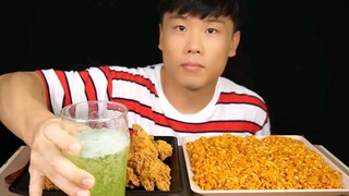 [AMSR]Eating of cream chicken noodles and fired chicken