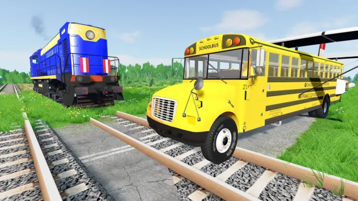 Truck Rescue Bus Cars - Cars vs Double Rails - BeamNG.Drive