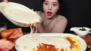 SUB) 🍖 Creamy Cheese Kimchi-bokkeumbap & Bacon Mukbang ASMR