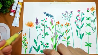 Wild flowers Watercolor Painting Relaxing & Aesthetic #watercolor #watercolorpainting #artwork