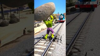 GTA V: GREEN HULK SAVING SPIDER KID FROM THOMAS THE TRAIN #shorts