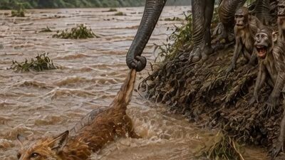A Heartwarming Rescue: Elephant Saves a Drowning Fox 🐘❤️🦊#AnimalRescue #ElephantRescue #Wildlife #