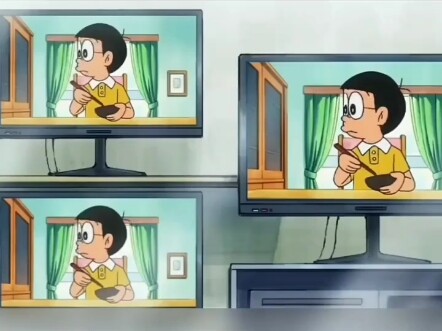 Nobita has become a food reporter